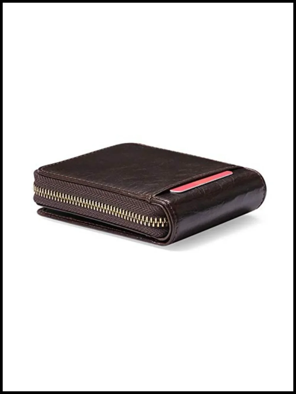 Genuine Leather RFID Front Pocket Zip Bifold Wallet for Men